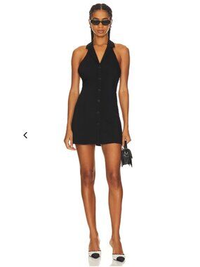 SNDYS Black Button Down Mini Dress S | Revolve LBD Chic Collared Shirt Dress